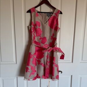 Dress elegant Pink and Beige Floral  Dress